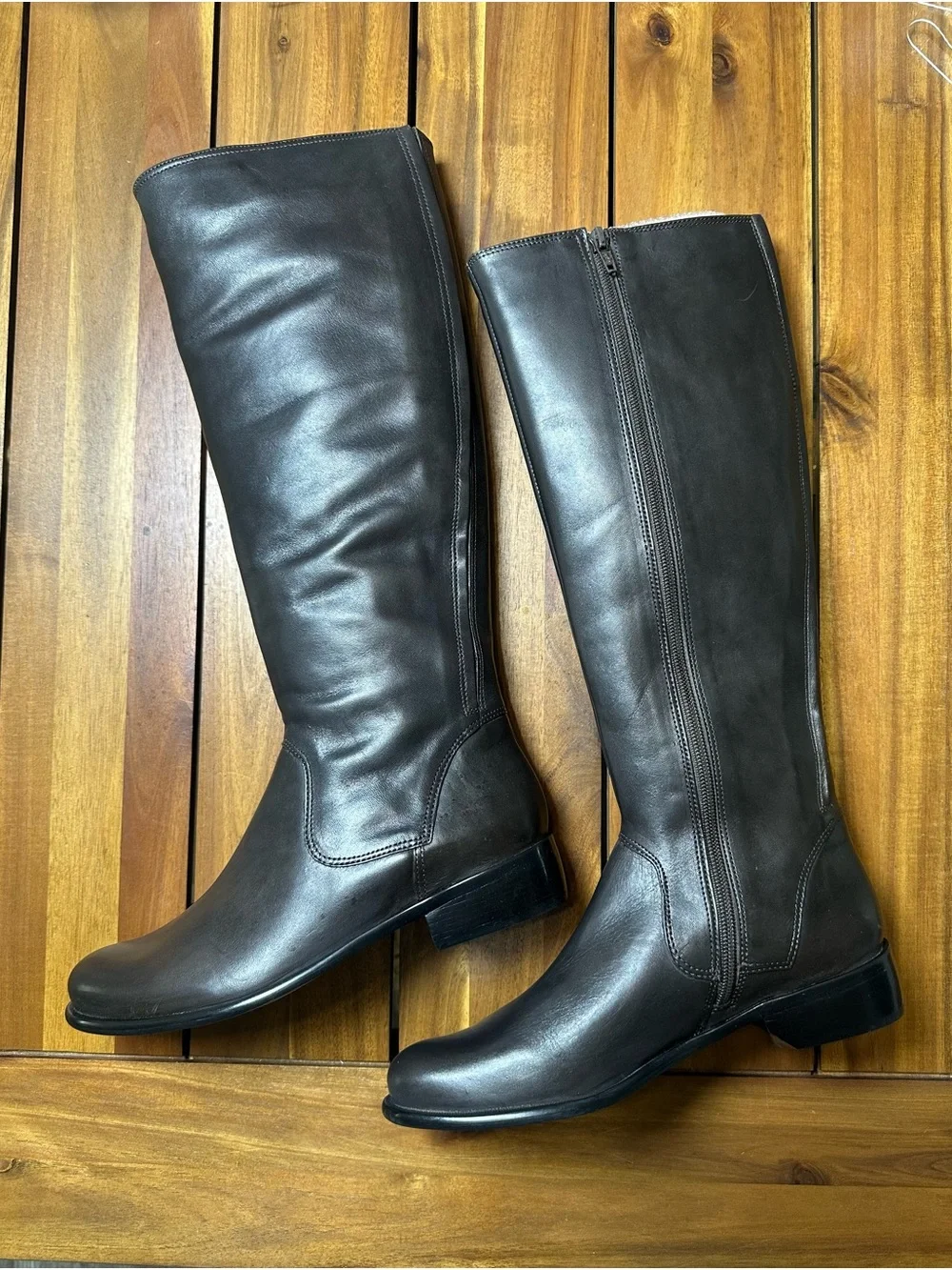 Corso Como Rena Tall Genuine Leather Boots - Dark Gray